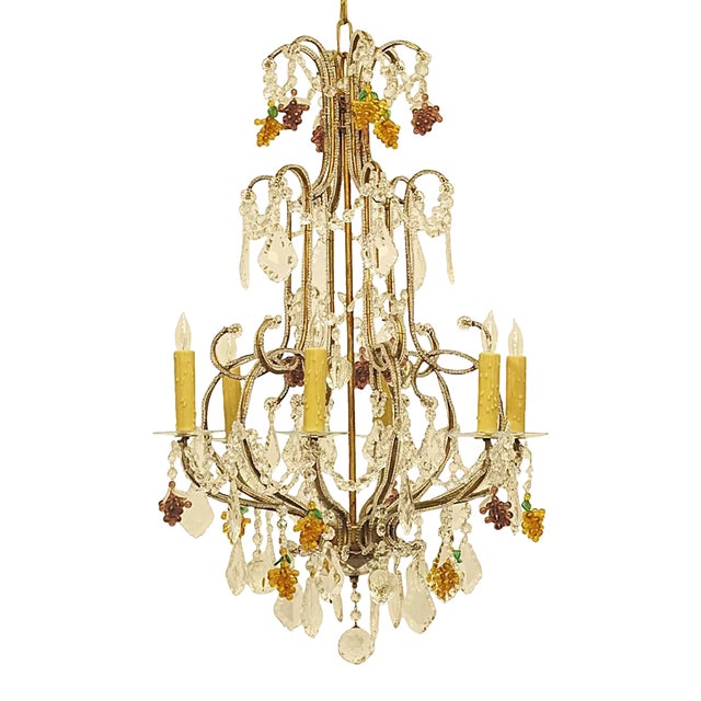 Italian Beaded Glass Chandelier For Sale