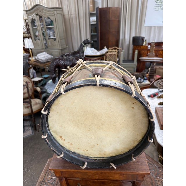Mid-19th Century Brass Rope-Tension Military Drum With Original Paint | European Side Drum For Sale - Image 4 of 5
