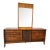 United Furniture Walnut Long Dresser With Mirror MCM Vintage For Sale