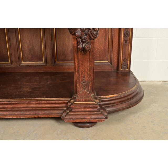 R. J. Horner Renaissance Revival Ornate Carved Oak Sideboard or Bar Cabinet, Circa 1880s For Sale - Image 12 of 16