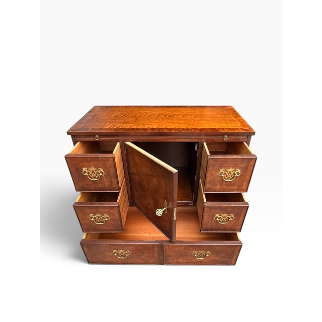 Vintage Kindel Grand Rapids Burl Wood Gentleman’s Chest With Brass Hardware For Sale - Image 9 of 14
