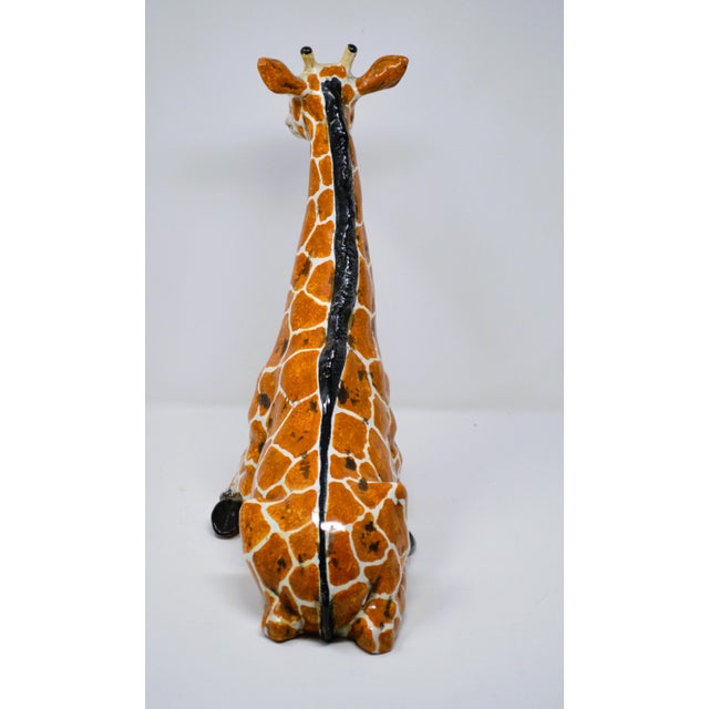 1970s Italian Terracotta Hand Painted Resting Giraffe Sculpture For Sale - Image 4 of 12