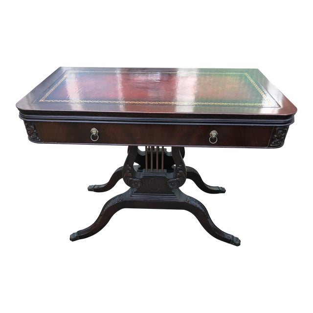 Early 20th Century Regency Style Leather Top Card Table Chairish