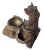 Antique Black Forest carved bear inkwell with brass dish insert. Depicts a carved bear figurine. No maker's marks. Brass...