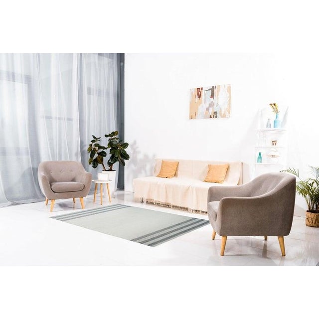 Textile 6x9 Ivory Flat Weave Wool Subtle Linear Texture Geometric Modern Carpet Rug For Sale - Image 7 of 7