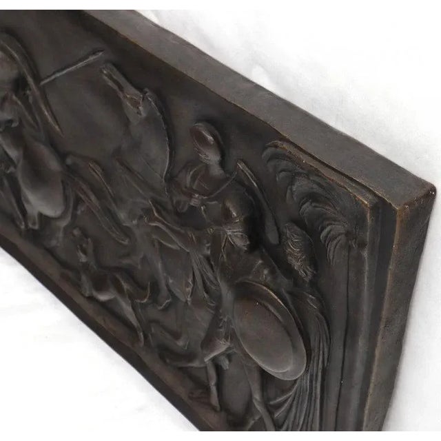 Large Roman or Greek Battle Scene Heavy Fiberglass Plaque Bronze Patina For Sale - Image 4 of 10