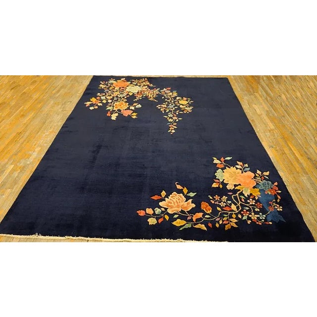 1930s Chinese Art Deco Carpet ( 8'10" x 11'6" - 270 x 350 cm ) Antique Chinese – Art Deco Blue 1935 Rug, Circa Date: 1935....
