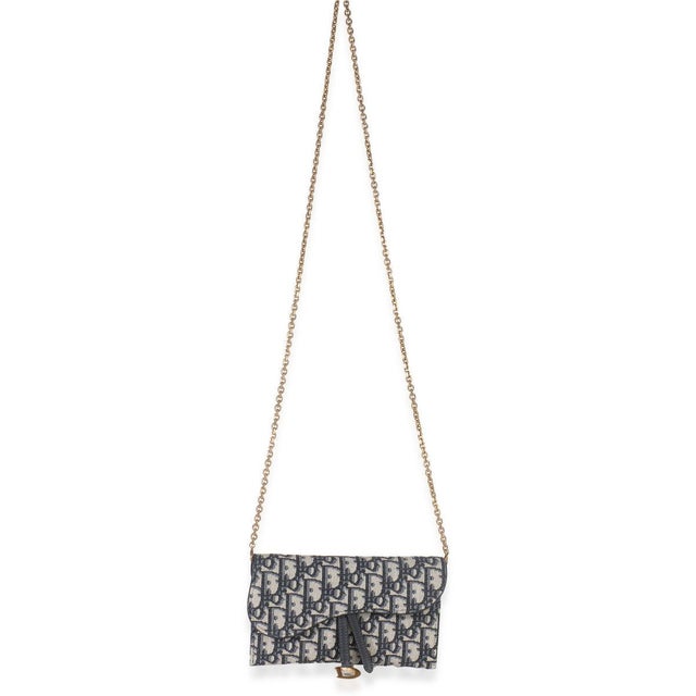Blue Blue Oblique Canvas Saddle Chain Pouch For Sale - Image 8 of 9