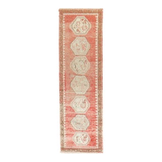 Vintage Zabihi Collection Red Turkish Oushak Narrow Runner - 2'4" x 7'6" For Sale