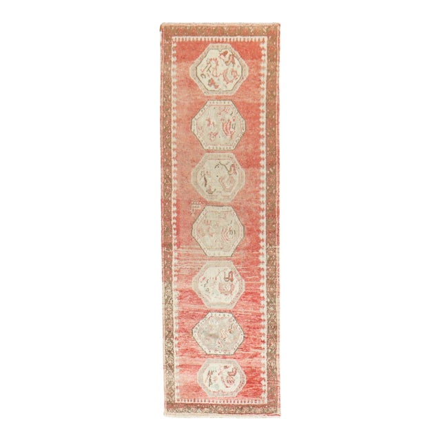 Vintage Zabihi Collection Red Turkish Oushak Narrow Runner - 2'4" x 7'6" For Sale
