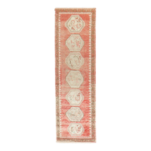 Vintage Zabihi Collection Red Turkish Oushak Narrow Runner