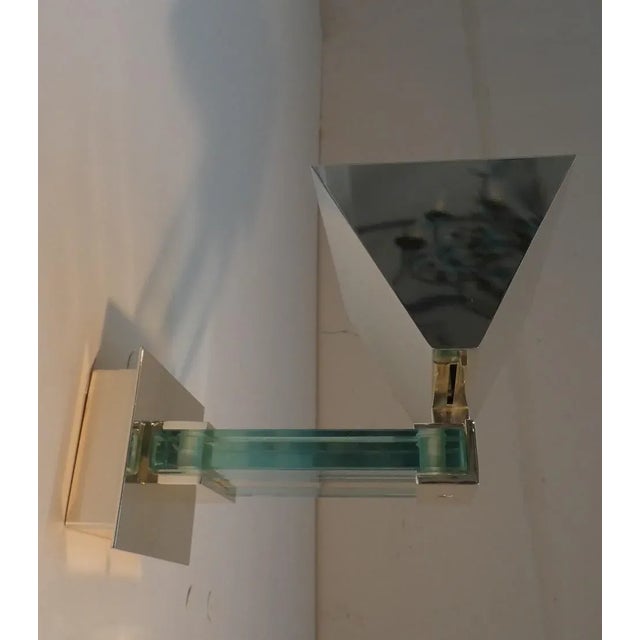 1980s Chrome Steel and Glass Wall Lights by Martini for Fratelli Martin, Italy, 1970s, Set of 4 For Sale - Image 5 of 10