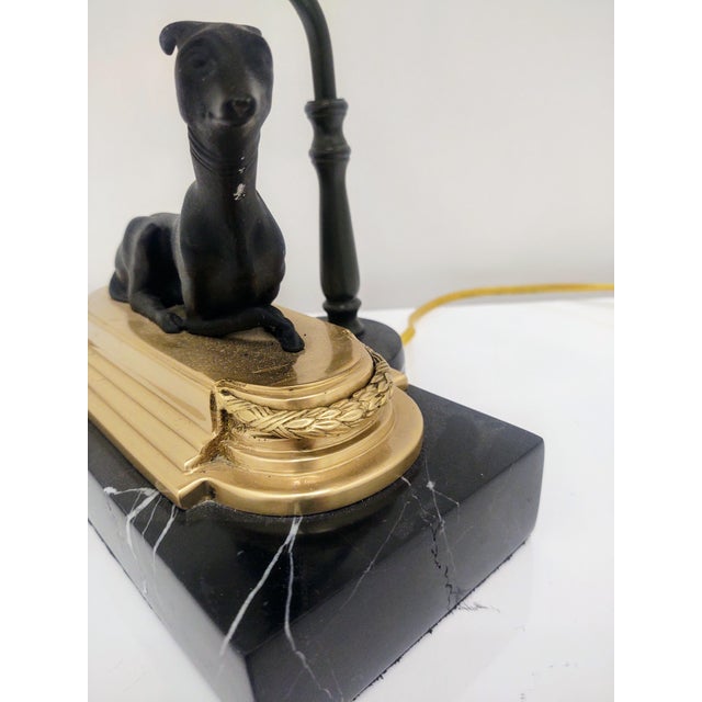 Vintage Neoclassical Chelsea House Grayhound Right Facing Desk Lamp-Marble Base For Sale In New York - Image 6 of 13