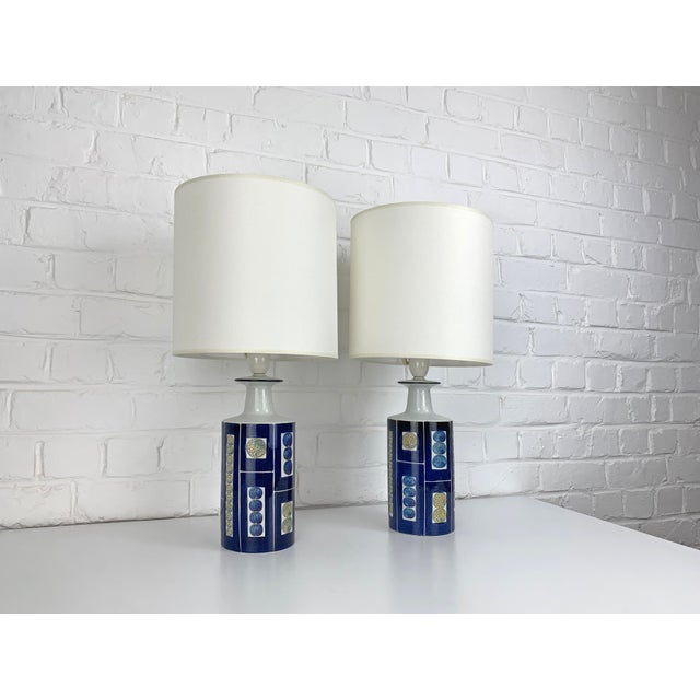 Fog & Mørup Danish Modern Ceramic Table Lamps by Inge-Lise Koefoed for Royal Copenhagen, 1960s, Set of 2 For Sale - Image 4 of 15