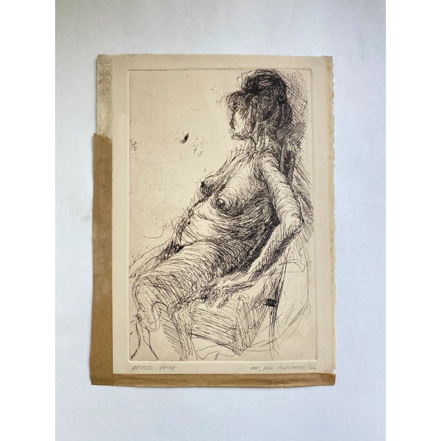 Antique White 1966 Female Nude Etching by Don Burzynski For Sale - Image 8 of 8