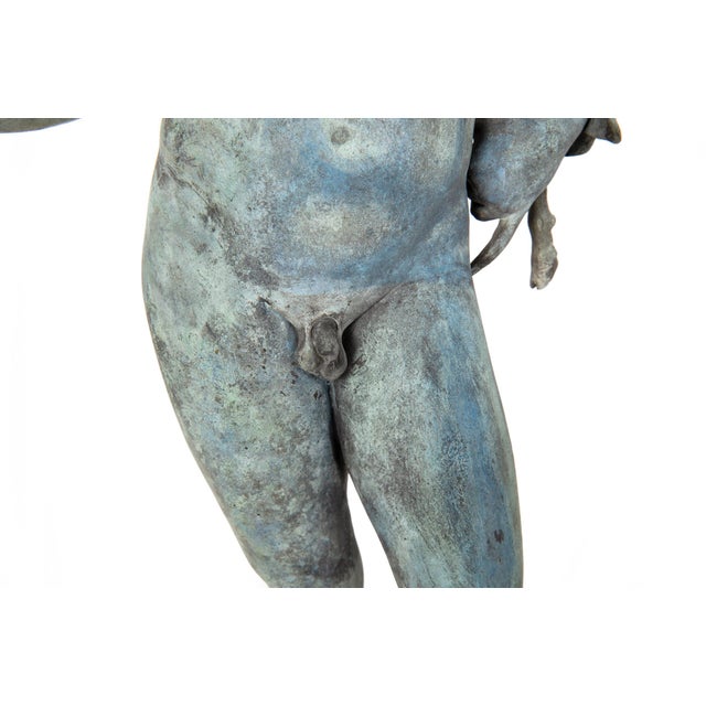 Fine Italian Grand Tour Antique Bronze Sculpture Statue of Narcissus of Pompeii For Sale - Image 9 of 18