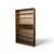 A tall Japanese bookcase with a clean architectural grid, adjustable shelves, and movable vertical dividers. The veneered-...