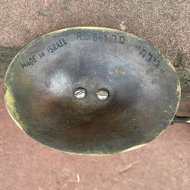 Mid 20th Century Vintage Cast Bronze With Verdigris Patina, Rosh Hashanah/ Sabbath/Candelabra, Made in Israel in the 1960s For Sale - Image 5 of 8