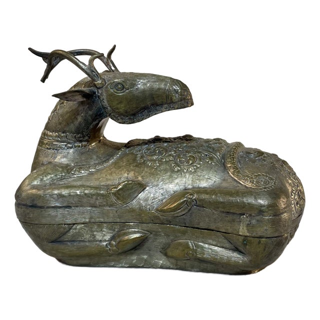 19th Century Cambodian Reclining Stag Betel Box For Sale