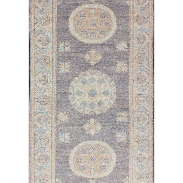 Tribal Keivan Woven Arts Khotan Design Runner With Geometric-Circle Medallion Pattern For Sale - Image 3 of 11