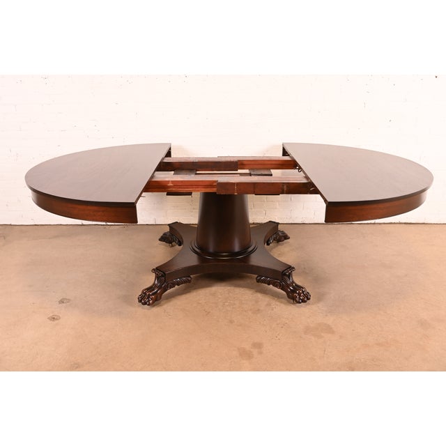 R. J. Horner Style Antique Victorian Mahogany Pedestal Extension Dining Table With Lion Paw Feet, Newly Refinished For Sale In South Bend - Image 6 of 14