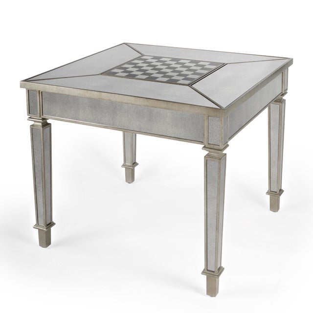 Celeste Mirrored Game Table, Silver For Sale