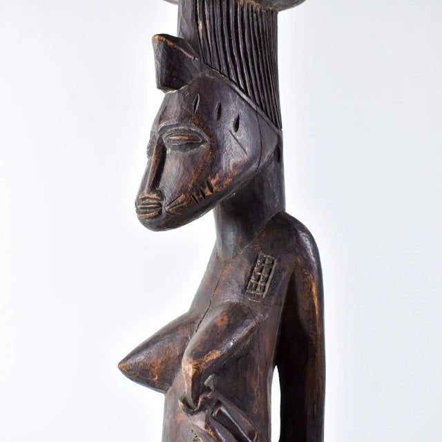 Dark Gray Early 20th Century Senufo Maternity Figure on Stool Côte d'Ivoire For Sale - Image 8 of 15