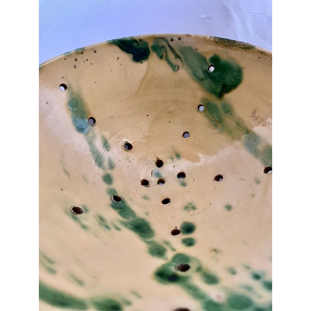 Yellow Antique French Hand Painted Berry Colander Bowl For Sale - Image 8 of 8