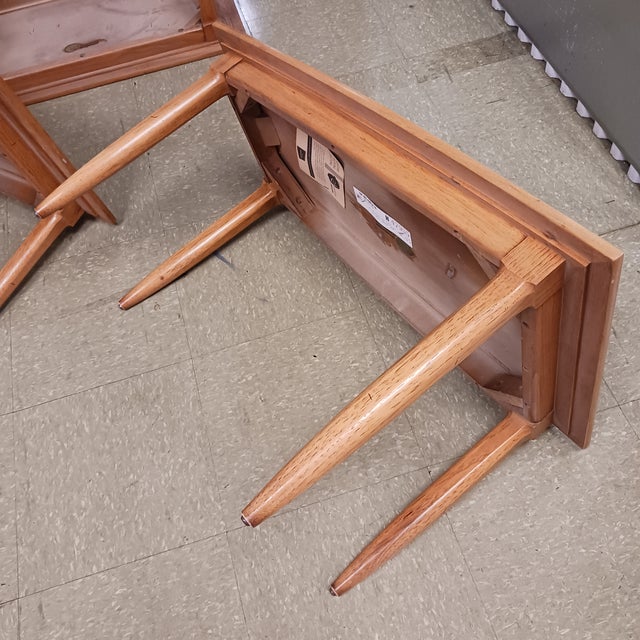 Wood 1960s Mid-Century Tomlinson "Sophisticate" Pecan & Butternut End Tables - 3 Pieces For Sale - Image 7 of 18