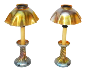 1915 Louis Comfort Tiffany Art Glass Candlestick Lamps - a Pair