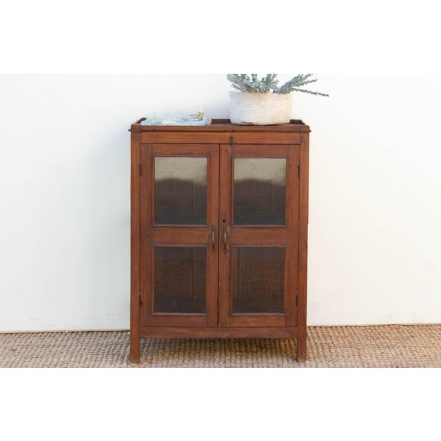 Wood Antique Colonial Three-Sided Glass Cabinet For Sale - Image 7 of 7