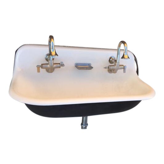 Farmhouse Wash Sink with Cast Iron Wall Mount | Chairish
