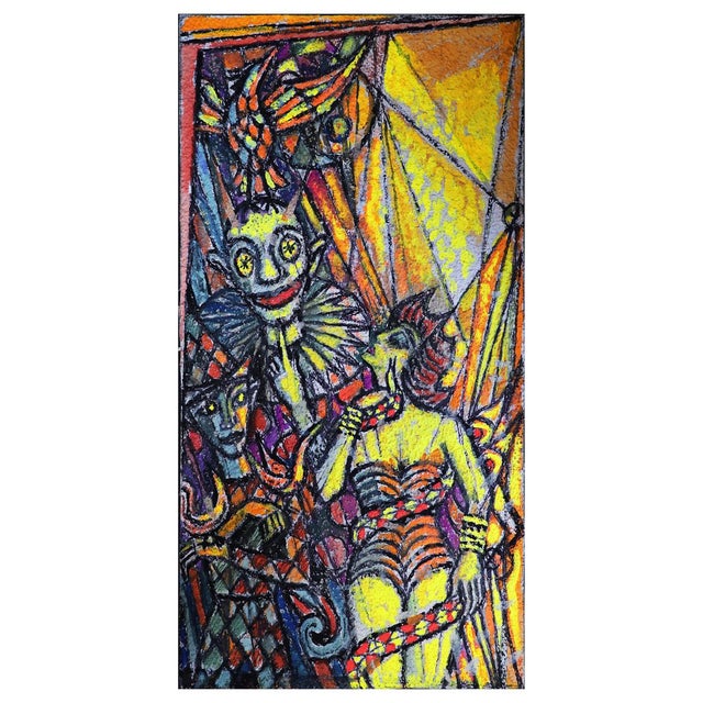 Black Emil Betzler, Harlequins 1, German Expressionist Painting For Sale - Image 8 of 8