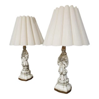 1900s Porcelain Statue Lamps - A Pair For Sale