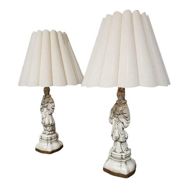 1900s Porcelain Statue Lamps - A Pair For Sale