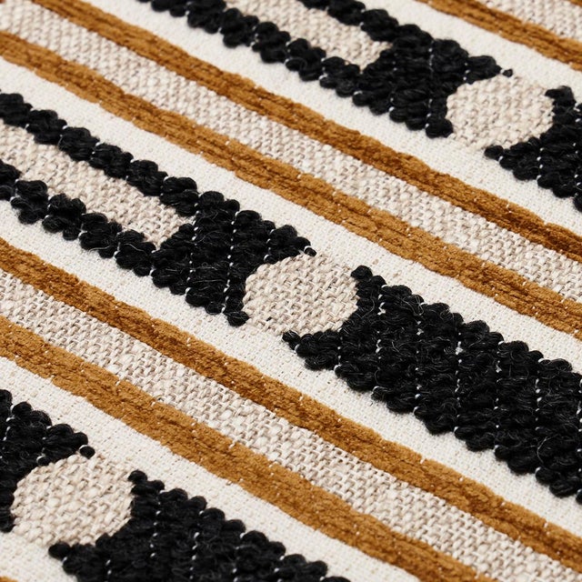 Schumacher Sample - Schumacher Serapo Rustic Weave Fabric, Carbon & Ochre For Sale - Image 4 of 5