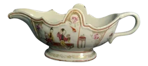 Large 18th Century Chinese Export Porcelain Sauce Gravy Boat c. 1760