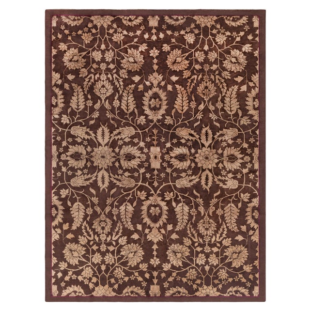 Antique Chinese Floral Wool Rug Doris Leslie Blau For Sale
