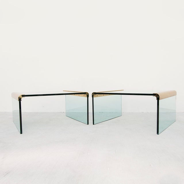 1970s Brass & Glass Hollywood Regency Side / End Tables in the Style of Leon Rosen for Pace Collection - a Pair For Sale - Image 11 of 12