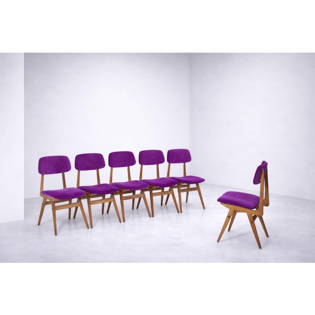 Mid-Century Modern Italian Chairs in Purple Velvet, 1960, Set of 6 For Sale - Image 13 of 13
