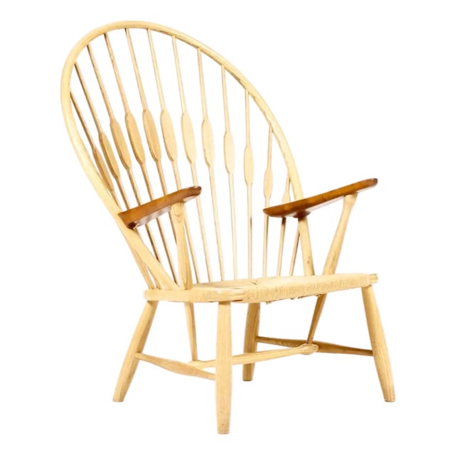 1960s Danish Modern Mid Century Peacock Lounge Armchair– Hans Wegner for Johannes Hansen — Ash + Teak For Sale