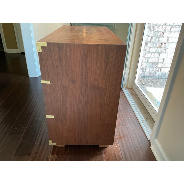 Lane Furniture Vintage Mid-Century Walnut Lane Altavista Campaign 3-Drawer Chest For Sale - Image 4 of 11