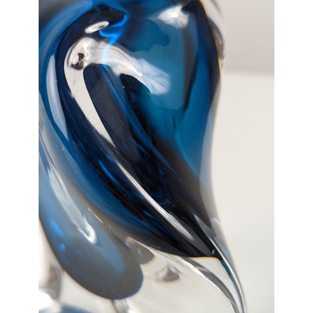Vintage Swedish Modern Blue Cased Glass Table Lamp from Orrefors, 1950s For Sale - Image 3 of 11