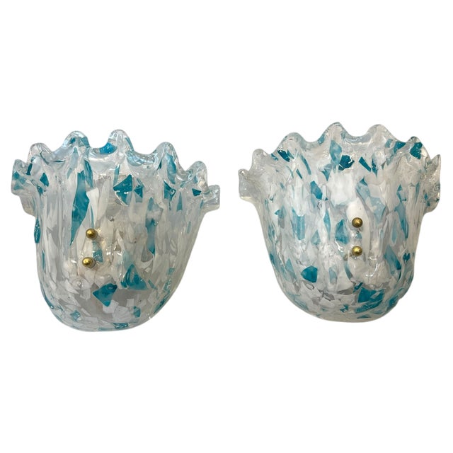 Murano Glass Sconces, 1970s, Set of 2 For Sale
