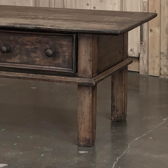 Coffee 18th Century Rustic Country French Solid Oak Coffee Table For Sale - Image 8 of 18