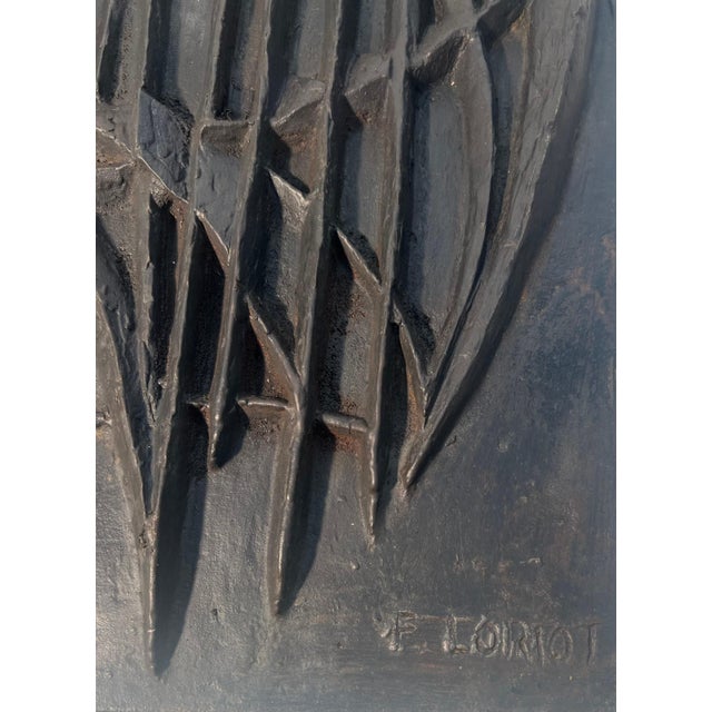 Mid-Century Modern Modernist Cast Iron Fireback "sailboats". Signed F. Loriot. French. Circa 1970 For Sale - Image 3 of 12