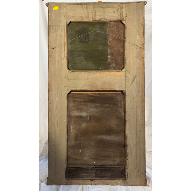 Wood Antique French Trumeau Mirror With Oil Painting — 18th Century Style, 67" × 35" For Sale - Image 7 of 10