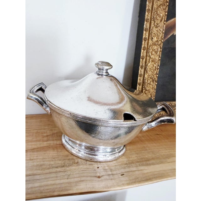 Mid-Century Modern 1950s Silver Plated Sugar Bowl From the Plaza Hotel Nyc For Sale - Image 3 of 6