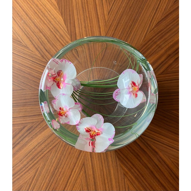 2010s Emilio Robba White & Pink Phalaenopsis Orchid Centerpiece Resin Bowl For Sale - Image 5 of 9
