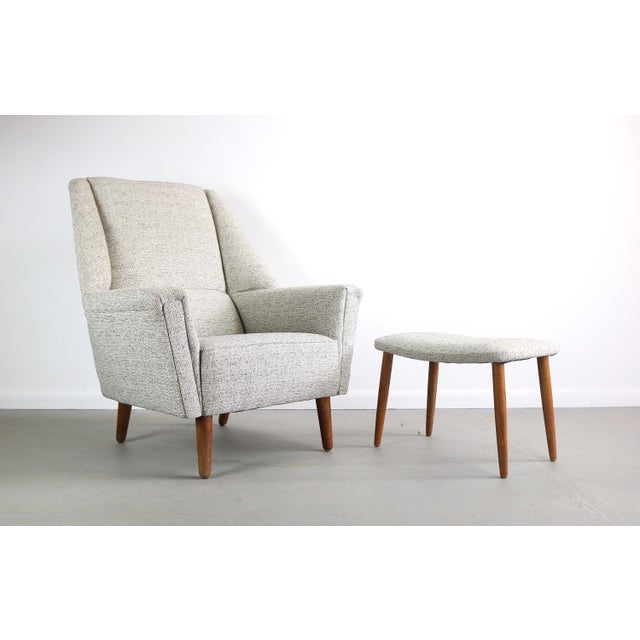 Set of His and Hers Kurt Østervig for Rolschau Møbler Chairs W/ Single Matching Ottoman For Sale In Orlando - Image 6 of 7